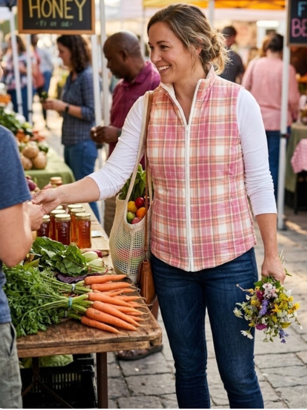 Jones New York Country reversible quilted vest in size M